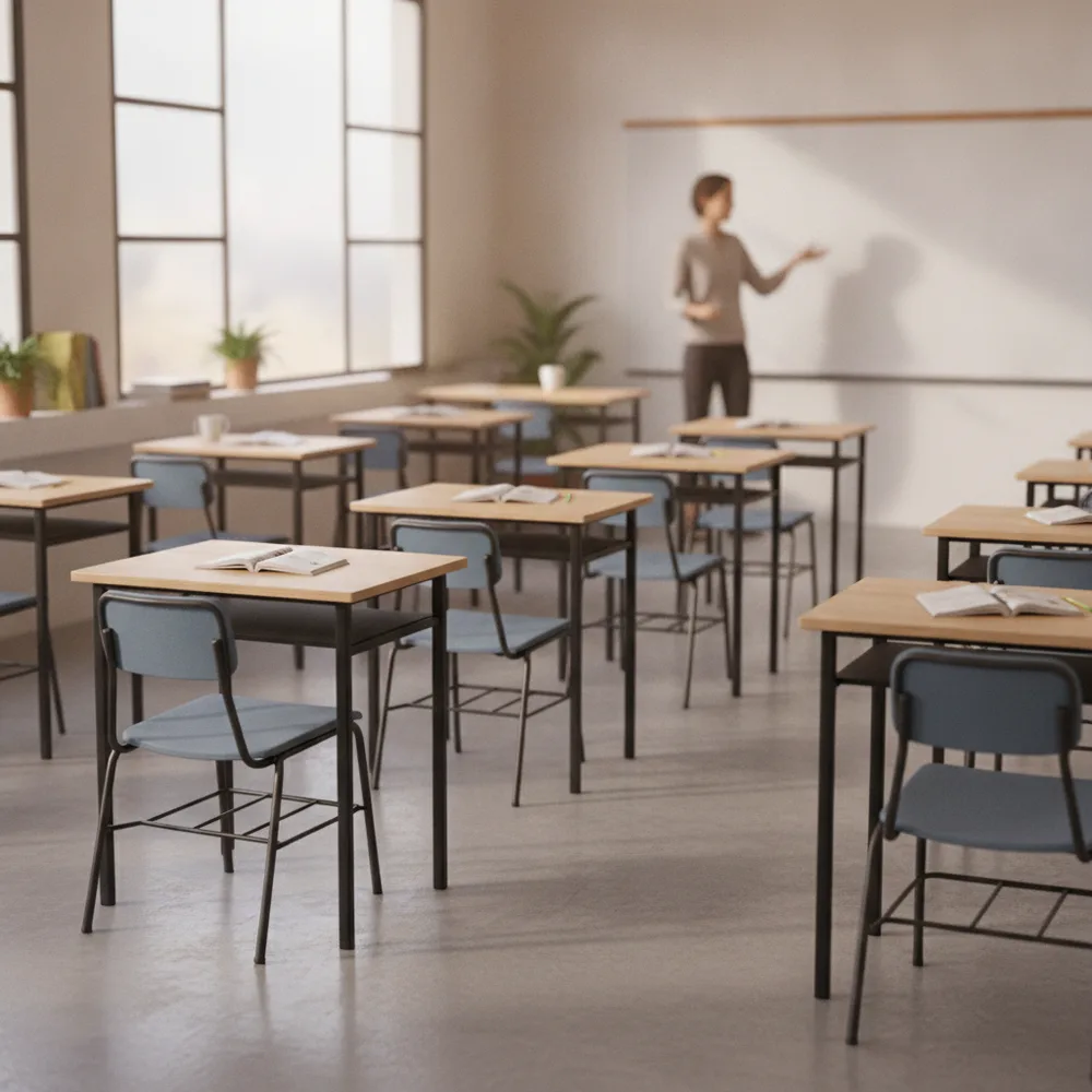Aula equipada con mobiliario escolar GREMPO